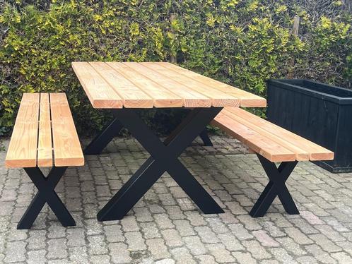 ACTIE (NU 20 % korting) Luxe Douglas Tuinset Stalen X Poten, Jardin & Terrasse, Tables de jardin