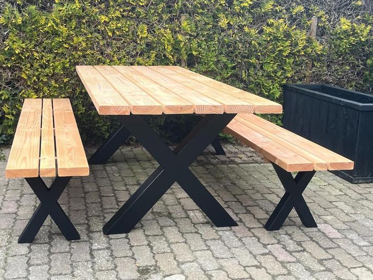 Luxe picknickset Douglas met X-poten – 20% korting!, Tuin en Terras, Tuintafels, Nieuw