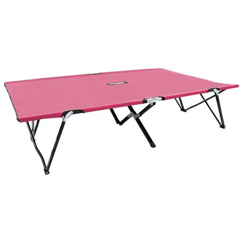 vidaXL Ligbed 2-persoons inklapbaar staal roze, Tuin en Terras, Ligbedden, Nieuw, Verzenden