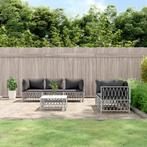 vidaXL 6-delige Loungeset met kussens staal wit, Tuin en Terras, Tuinsets en Loungesets, Verzenden, Nieuw, Loungeset