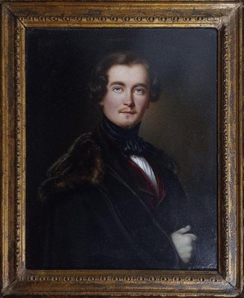 Franz Winterhalter (1805-1873) - Early victorian portrait of, Antiek en Kunst, Kunst | Schilderijen | Klassiek