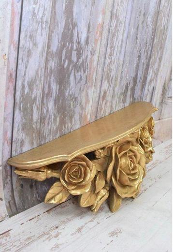 Étagère - Étagère console baroque vintage en or rose - Bois