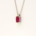 Zonder Minimumprijs - Halsketting - 18 karaat Witgoud Robijn, Nieuw