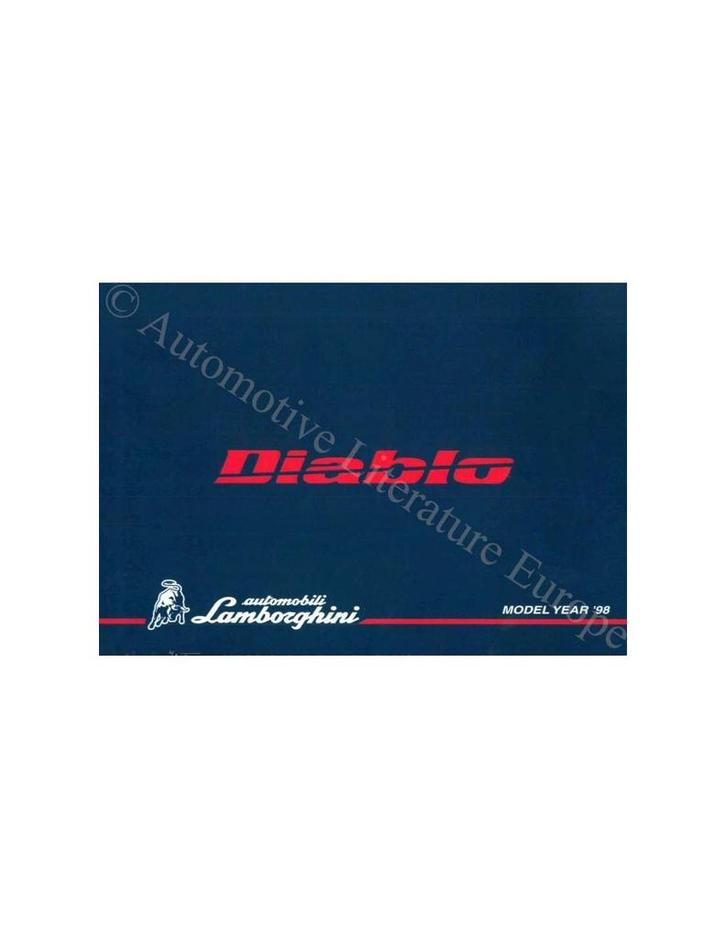 1998 LAMBORGHINI DIABLO INSTRUCTIEBOEKJE ENGELS / ITALIAANS, Auto diversen, Handleidingen en Instructieboekjes, Ophalen of Verzenden