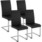 tectake Sledestoelen, kunstleer - zwart, Set van 4, Huis en Inrichting, Stoelen, Verzenden, Nieuw