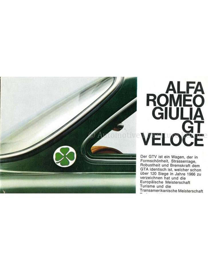 1969 ALFA ROMEO GIULIA GT VELOCE BROCHURE DUITS, Boeken, Auto's | Folders en Tijdschriften