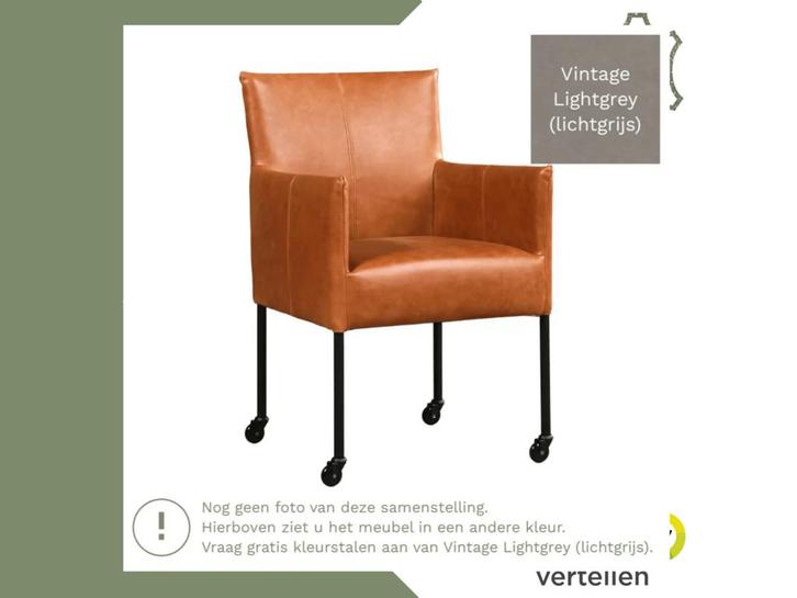Leren eetkamerstoel Desire - Vintage Lightgrey (lichtgrijs), Huis en Inrichting, Stoelen, Grijs, Eén, Nieuw, Leer, Ophalen of Verzenden