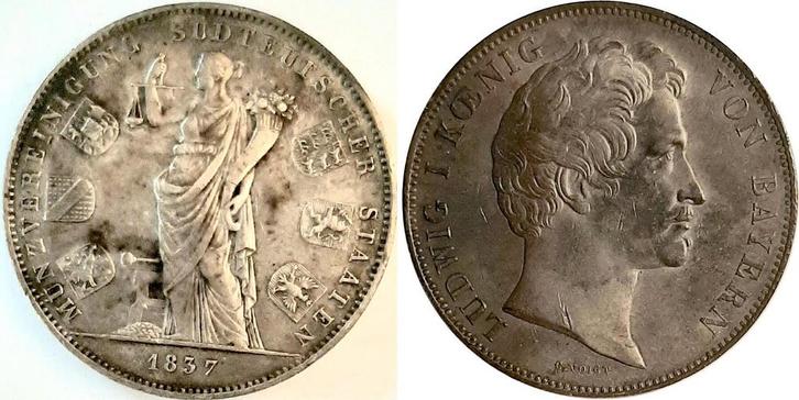 Geschichtstaler, daalder 1835 Bayern Ludwig I Denkmal vz+..., Postzegels en Munten, Munten | Europa | Niet-Euromunten, België