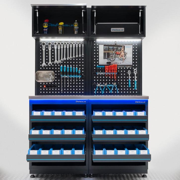 Datona Werkplaatsinrichting PREMIUM RVS werkblad met, Doe-het-zelf en Bouw, Werkbanken, Ophalen of Verzenden