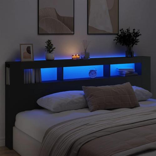 vidaXL Tête de lit à LED noir 220x18,5x103,5 cm bois, Huis en Inrichting, Slaapkamer | Bedden, Verzenden