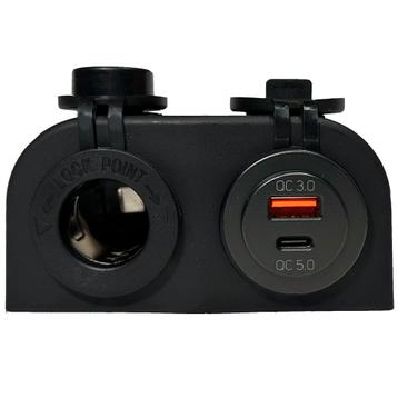 Opbouw USB-A QC3.0 + USB-C QC5.0  + sigarettenaansteker met beschikbaar voor biedingen