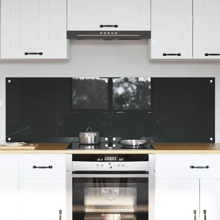 vidaXL Keuken Spatscherm 2 pcs Donkergrijs 80 x 50 cm gehard, Antiek en Kunst, Antiek | Keukengerei, Verzenden
