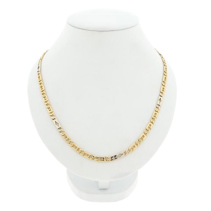 Bicolor gouden heren ketting met wiebertjes | 62,5 cm, Handtassen en Accessoires, Kettingen, Overige kleuren, Gebruikt, Goud, Ophalen of Verzenden