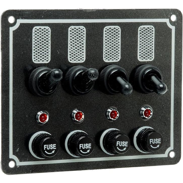 Schakelpaneel Boot 12V met 4 Schakelaars 125x100mm, Watersport en Boten, Accessoires en Onderhoud, Nieuw, Ophalen of Verzenden