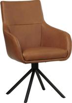 Cognac leren industriële draaibare eetkamerstoel - Rancho, Huis en Inrichting, Stoelen, Overige kleuren, Nieuw, Leer, Ophalen of Verzenden