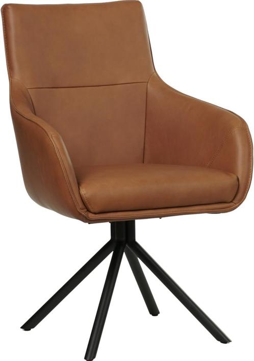 Cognac leren industriële draaibare eetkamerstoel - Rancho, Huis en Inrichting, Stoelen, Overige kleuren, Eén, Nieuw, Leer, Ophalen of Verzenden