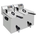 Friteuse | 2x 8L | 230v | Aftapkranen | 560x450x320mm, Zakelijke goederen, Ophalen of Verzenden, Nieuw in verpakking