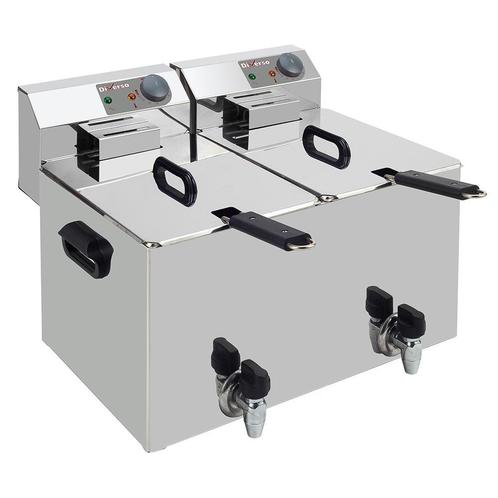 Friteuse | 2x 8L | 230v | Aftapkranen | 560x450x320mm, Zakelijke goederen, Horeca | Keukenapparatuur, Ophalen of Verzenden