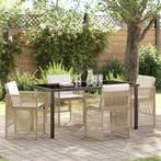 vidaXL 5-delige tuinset met kussens - Beige poly rattan, Tuin en Terras, Tuintafels, Verzenden, Nieuw
