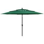 vidaXL Parasol 3-laags met aluminium paal 3,5 m groen, Tuin en Terras, Verzenden, Nieuw