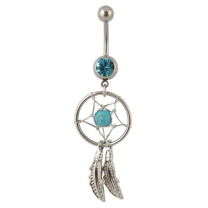 Fako Bijoux® - Navelpiercing - Dreamcatcher - Blauw, Handtassen en Accessoires, Piercings, Verzenden