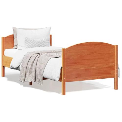 vidaXL Cadre de lit avec tête de lit cire marron 90x200, Maison & Meubles, Chambre à coucher | Lits, Neuf, Envoi