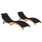 vidaXL Ligbedden 2 st met kussens massief acaciahout, Tuin en Terras, Ligbedden, Verzenden, Nieuw