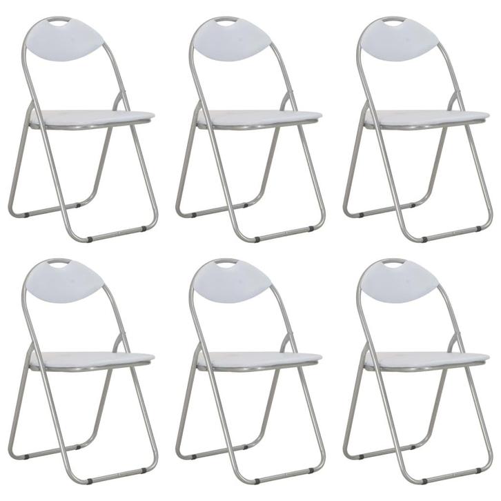 vidaXL Eetkamerstoelen inklapbaar 6 st kunstleer wit, Huis en Inrichting, Stoelen, Nieuw, Verzenden