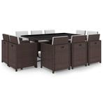 vidaXL 11-delige Tuinset met kussens poly rattan bruin, Tuin en Terras, Tuinsets en Loungesets, Verzenden, Nieuw, Tuinset