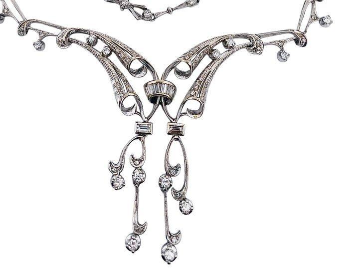 Halsketting - 18 karaat Witgoud Diamant (Natuurlijk), Handtassen en Accessoires, Kettingen