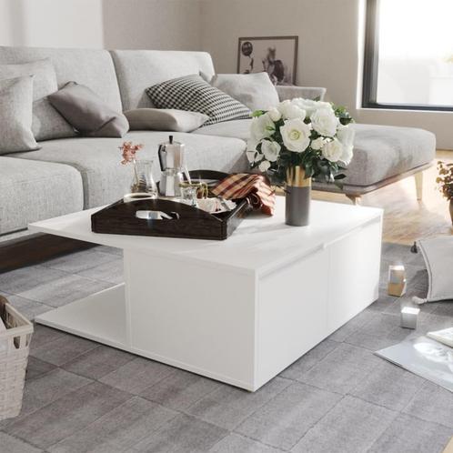 vidaXL Salontafel 80x80x31 cm bewerkt hout wit, Huis en Inrichting, Tafels | Salontafels, Nieuw, Verzenden