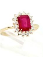 Bague - 14 carats Or jaune Rubis - Diamant, Bijoux, Sacs & Beauté