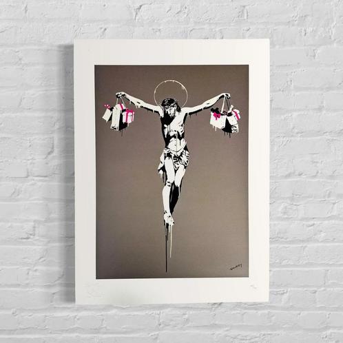 Genummerde Editie BANKSY Christ With Shopping Bags, Antiek en Kunst, Kunst | Litho's en Zeefdrukken, Verzenden