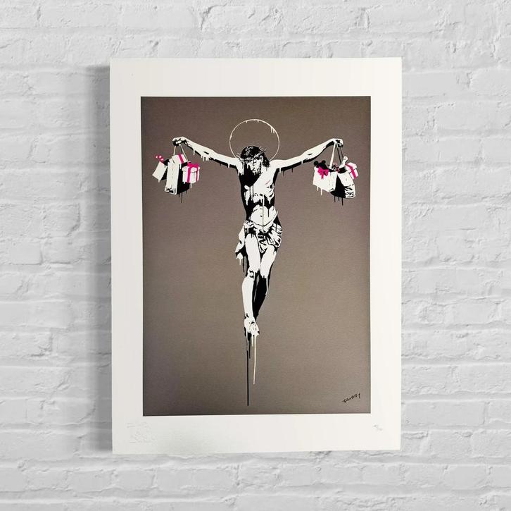 Genummerde Editie BANKSY Christ With Shopping Bags, Antiek en Kunst, Kunst | Litho's en Zeefdrukken, Verzenden