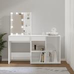 vidaXL Coiffeuse à LED avec armoire Blanc brillant Bois, Maison & Meubles, Neuf, Verzenden
