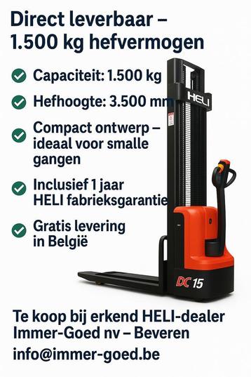 PROMO: HELI CDD15J met 3,5 m hefhoogte met ingebouwde lader, 1000 tot 2000 kg, Elektrisch, Stapelaar, Heli