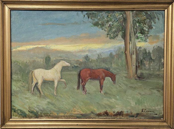 Ferruccio Torraca (1907) - Cavalli al tramonto, Antiek en Kunst, Kunst | Schilderijen | Klassiek