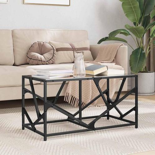 vidaXL Salontafel met zwart glazen blad 78,5x40x41 cm staal, Huis en Inrichting, Tafels | Salontafels, Nieuw, Verzenden