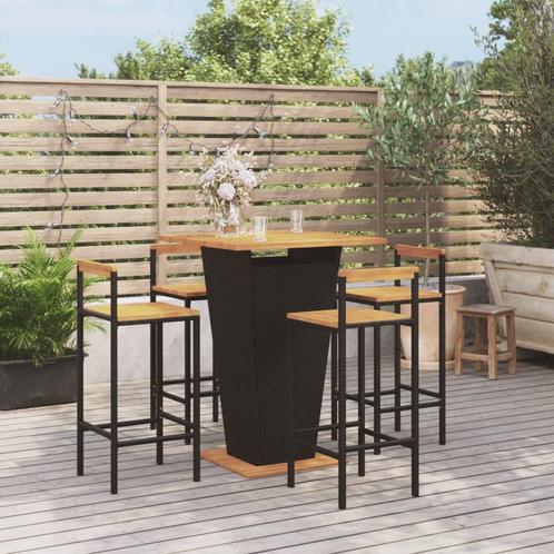vidaXL 5-delige Tuinbarset poly rattan en massief acaciahout, Tuin en Terras, Tuinsets en Loungesets, Nieuw, Verzenden