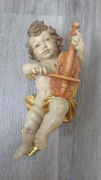 Snijwerk, Holzfigur - Engel mit Geige - Handarbeit - 22 cm -