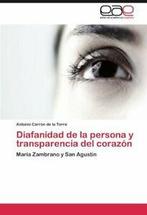 Diafanidad de La Persona y Transparencia del Corazon., Antonio Carr N De La Torre, Antonio Carron De La Torre, Verzenden