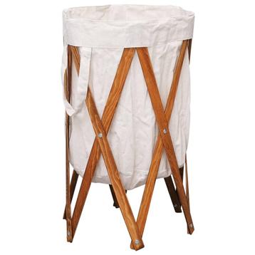 vidaXL Wasmand inklapbaar hout en stof crème, Huis en Inrichting, Verzenden, Nieuw