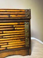 Kist - Antieke Kist met Bamboe Front en Messing Hoeken -, Antiek en Kunst
