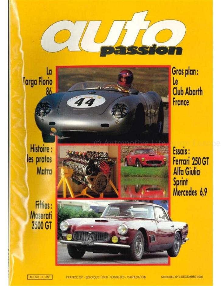 1986 AUTO PASSION TIJDSCHRIFT 2 FRANS, Boeken, Auto's | Folders en Tijdschriften