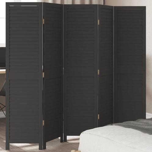 vidaXL Kamerscherm met 5 panelen massief paulowniahout zwart, Huis en Inrichting, Woonaccessoires | Overige, Nieuw, Verzenden