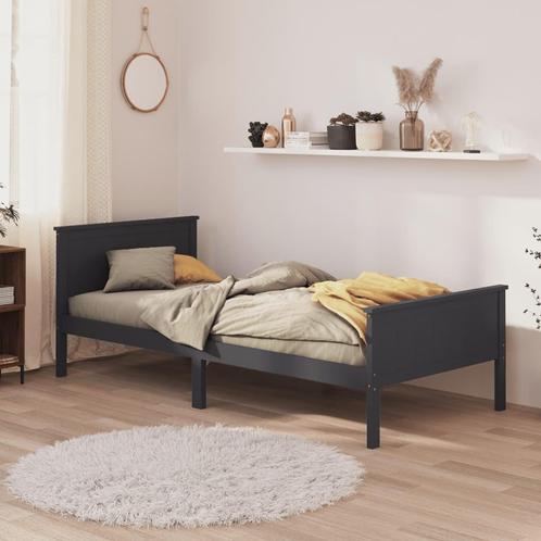 vidaXL Bedframe massief grenenhout grijs 100x200 cm, Huis en Inrichting, Slaapkamer | Bedden, Nieuw, Verzenden