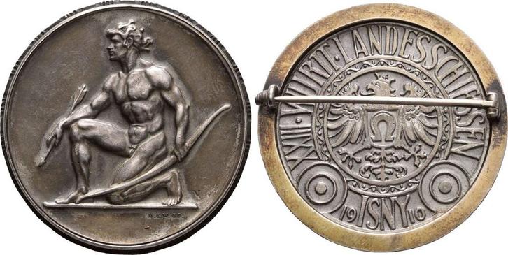 Tragbare mattierte zilver medaille 1910 Isny Stadt Stadt, Postzegels en Munten, Penningen en Medailles, Verzenden