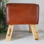 Kruk - Hout, Leder - Vintage Turnkruk