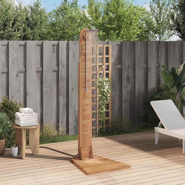 vidaXL Buitendouche 70x75x204 cm massief teakhout, Tuin en Terras, Zwembaden, Nieuw, Verzenden