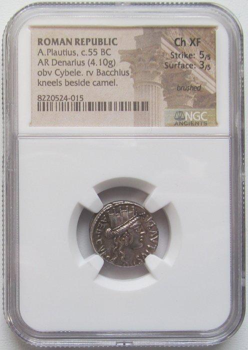Romeinse Republiek (Imperatoriaal). A. Plautius. Denarius, Postzegels en Munten, Munten | Europa | Niet-Euromunten